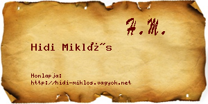 Hidi Miklós névjegykártya